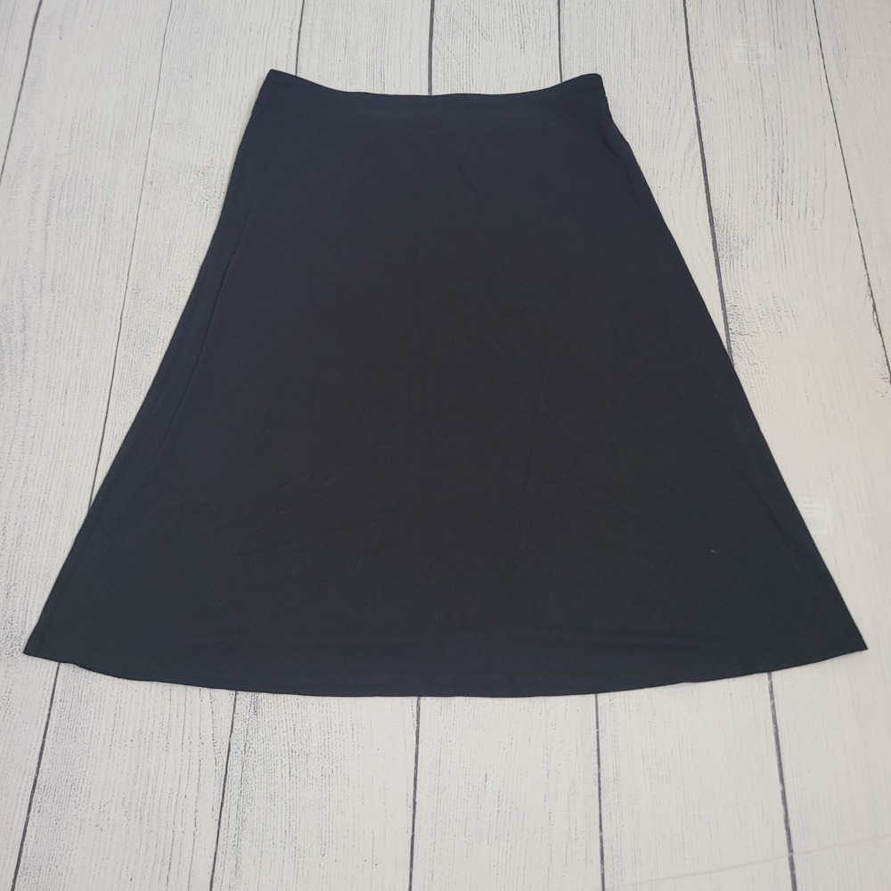 J. Jill Size M Wearever A-Line Skirt Womens Black Jersey Knit Stretch Midi